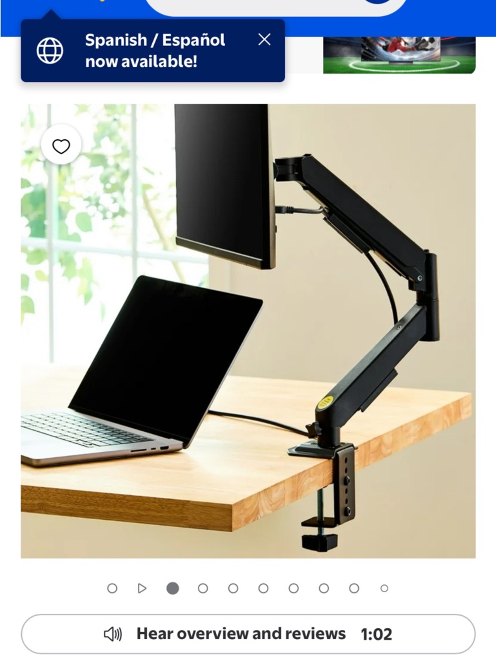 Onn Spring Assisted Monitor Desk Mount - Picture 2 of 10